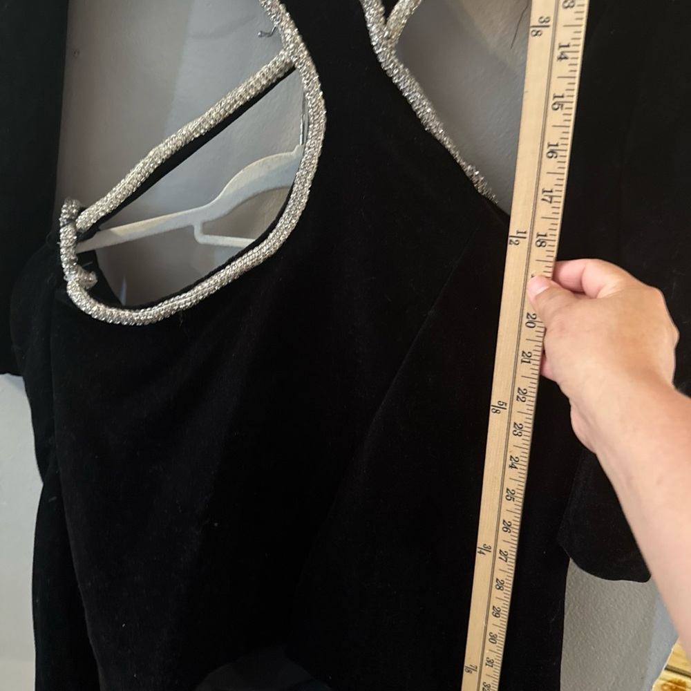 PatBO Cut Out Women’s Mini Dress With Rhinestone Trim Black Sz 12 Formal M26 - Picture 7 of 15